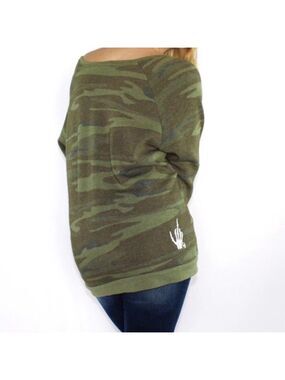 Creep Street Bony Fingers Camo Slouchy Sweatshirt - Size Small